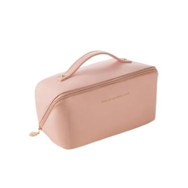 Imagem de Bolsa Necessaire Feminina Blogueira Organizador Maquiagem Cosméticos Viagem Com Alça E-ShopCenter (Rosa)