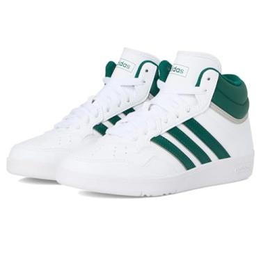 Imagem de adidas Tênis de basquete unissex infantil Hoops 4.0 cano médio (criança grande), Branco/verde universitário/cinza, 17
