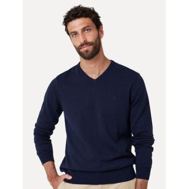 Imagem de Tricot Dudalina Masculino Decote V Básico Azul Marinho, M/M