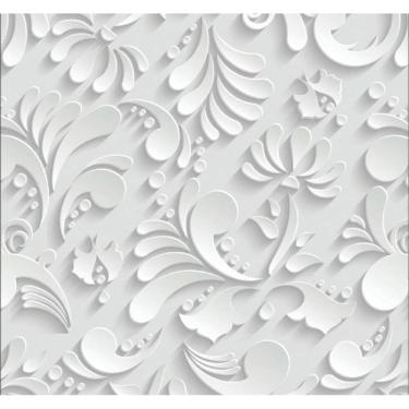 Imagem de Papel De Parede Adesivo Arabesco Floral Branco 300X52Cm