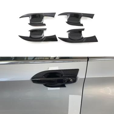 Imagem de Hyorabyn Acabamento da tampa da maçaneta da porta lateral exterior estilo fibra de carbono apto para Mitsubishi New Outlander 2022 2023 4 peças