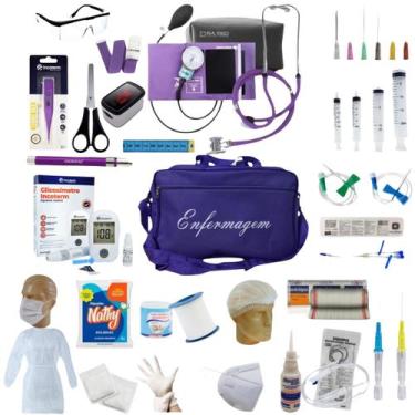 Imagem de Kit Enfermagem Com 60 Itens Com Esteto E Esfigmo Completo ROXO P,A MED