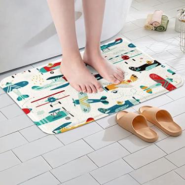 Imagem de Tapete de banheiro de avião para meninos, tapete de banheiro voador, brinquedos de desenho animado para banheira, chuveiro, veículos aéreos, fofos, tapetes de porta de entrada interna, tapete amarelo,