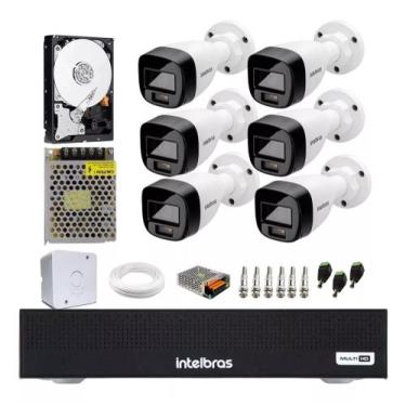 Imagem de Kit Cftv 6 Câmeras Segurança Intelbras 1120B Full Color Colorida Noite