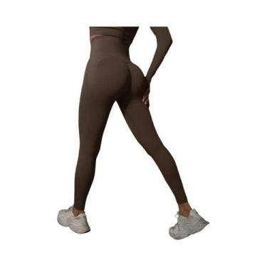 Imagem de Leggings de Ginástica de Cintura Alta Sem Costura para Mulheres - Leva