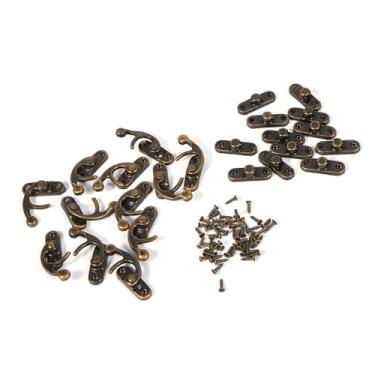Imagem de 12pcs Antigo Decorativo de Jóias de Jóias Vinho Caixa de Madeira Hasp Hasp Hook Com Parafusos (Esquerda)