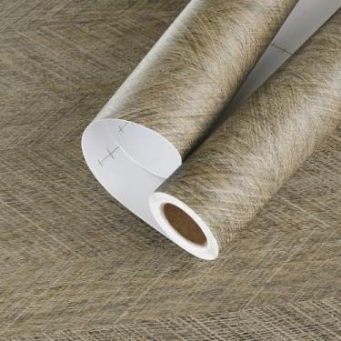 Imagem de HotDecor Papel de contato de grão de madeira grossa papel de parede rústico descasque e cole papel de parede de madeira de vinil para gavetas de armários marrom acinzentado aparência de madeira papel