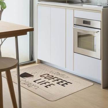 Imagem de 2 Tapete Cozinha Antiderrapante Absorvente Ln Es 45x65 Vr (E2 Coffee Bege Claro Escuro Marrom Café)