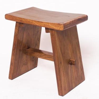 Imagem de RUBAPOSM Banco De Madeira Maciça Com Detalhes Em Madeira Maciça, Banco De Chuveiro De Teca De 18", Cadeira De Jardim Rústica Para Decoração Interna Ou De Jardinagem, Móveis Para Áreas Externas