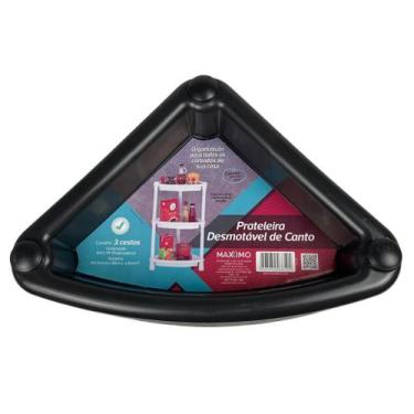 Imagem de Prateleira De Canto 3 Cestos Preta Multiuso - RK