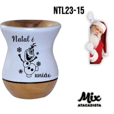 Imagem de Cuia de Madeira Premium Branca Personalizada Natal - Mix Atacadista, P