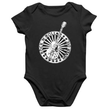 Imagem de Body Bebê Algodão Rock n Roll Never Die Guitarra - Foca na Moda, Preto