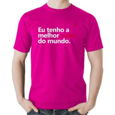 Imagem de Camiseta Algodão Eu tenho a melhor vovó do mundo - Foca na Moda, Rosa,
