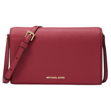 Imagem de Michael Kors Bolsa transversal de aba média Jet Set, vermelho escuro, Vermelho profundo
