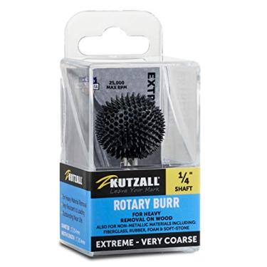Imagem de Kutzall Rebarba rotativa Extreme Sphere 1/4", muito grossa - acessório de marcenaria para Bosch, DeWalt, Milwaukee, Makita Tools. Carboneto de tungstênio abrasivo, diâmetro da cabeça de 1" (25,4 mm), SX-1C
