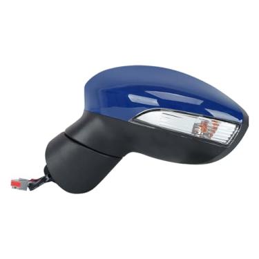 Imagem de Compatível com Ford Fiesta MK7 2013-2017, espelho retrovisor elétrico aquecido, dobrável, lâmpada de seta, 6 pinos, acessórios para carro(Blue,6pins left)