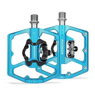 Imagem de FOOKER Pedais de mountain bike MTB, função dupla plana e pedal, 3 rolamentos selados plataforma plana compatível com pedal sem clipe de alumínio 9/40.6 cm pedais com travas para Road Mountain BMX MTB
