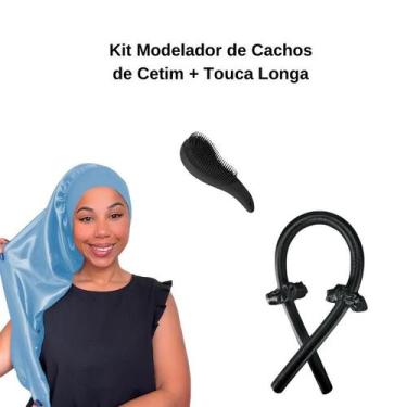 Imagem de Anny Beleza- Kit Touca Longa de Cetim com Faixa - Modelador de Cachos 