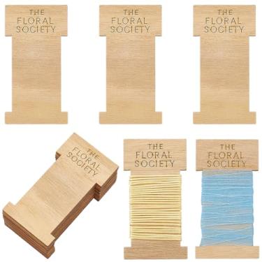 Imagem de SUNNYCLUE 10 carretéis planos 95 x 50 x 5 mm carretéis de linha de madeira vazios cartão de madeira retangular marrom arenoso vintage antigo bordado linha bobina com palavra para agulha de crochê de