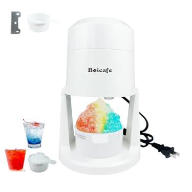 Imagem de Boicafe Máquina de barbear de cone de gelo para depilação caseira de cones de neve raspadinha para crianças, faça você mesmo, com bandeja de cubos de gelo e lâmina de substituição (branca)