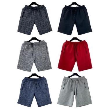 Imagem de kit 6 bermudas moletom masculino adulto bolsos lateral com ziper - f.g