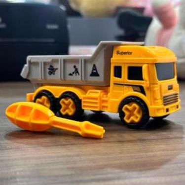 Imagem de Miniatura Brinquedo Caminhão carro - Amarelo - 12cm - Toy King, Caçamb