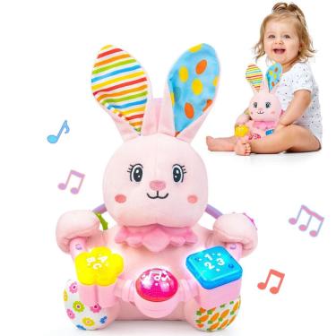 Imagem de Brinquedo de pelúcia Holaxander Baby Rabbit com música e luz
