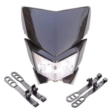 Imagem de GOOFIT Abajur de farol preto 12V 35W H4 com carenagem frontal motocicleta Dirtbike off-road motocicleta preta dit Pocketbike