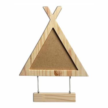 Imagem de Porta Maternidade Para Amigurumi Em Pinus Moldura Cabana e Plaquinha Cor:NATURAL;Tamanho:20,5x23,7 cm