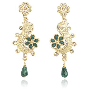 Imagem de Touchstone Brincos femininos com diamantes austríacos e strass verde