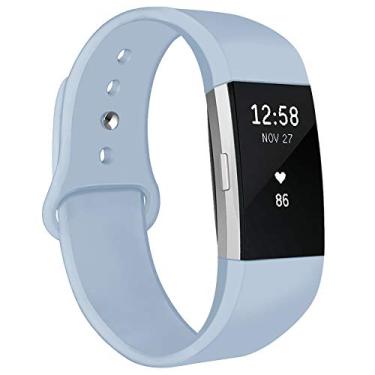 Imagem de Pulseiras NAHAI compatíveis com Fitbit Charge 2, pulseiras de silicone macio, pulseiras de substituição ajustáveis, pulseiras esportivas, acessórios para Fitbit Charge 2, femininas, masculinas, grandes e pequenas, Light Blue, L: 6.7''~8.1''