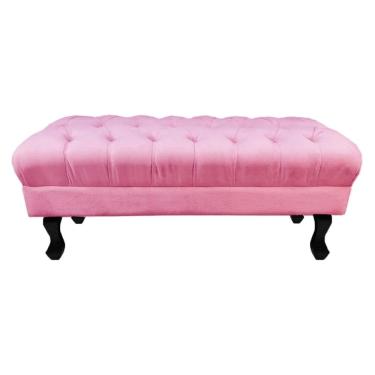 Imagem de Puff Calçadeira Retrô 1,00 Metro Luis Xv Capitonê Suede Rosa - ds Estofados