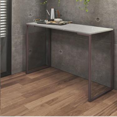 Imagem de Aparador Buffet 90cm Stan Industrial Office Cantinho do Café Ferro Marrom mdf Marmorizado Cinza - Ahazzo Móveis