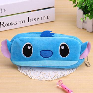 Imagem de Estojo Escolar Fofo Stitch Pelúcia Porta Lápis Canetas