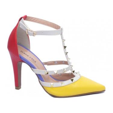 Imagem de Sandália Scarpin Feminino Torrricella Salto Alto Bico Fino Confort Mul