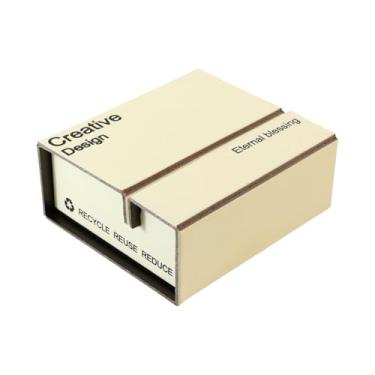 Imagem de Pequenas caixas de presente criativas e saco de microfibra, papelão ecológico, retangular, dobrável, 10 x 9 x 4 cm para aniversários, dia dos namorados, formaturas, férias, Halloween, Natal (branco