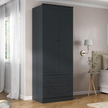 Imagem de Guarda-Roupa Solteiro Fort 2 Portas 2 Gavetas 100% Mdf Grafite - Manbe