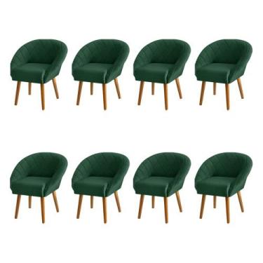 Imagem de Kit 8 Poltronas Decorativas Giovana Pés Palito Veludo Verde - CASA DA 