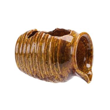 Imagem de Baoblaze Jar com fonte de cerâmica Jar paisagem cachoeira relaxante jarra de panela circulante jarra de cascata para fora da mesa, Amarelo