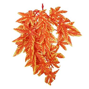 Imagem de Plantas de répteis artificiais Plástico pendurado plástico folhas decoração com o copo de sucção para répteis Terrarium peixe tanque de plástico especial verde, como mostrado na (T-007 Orange)