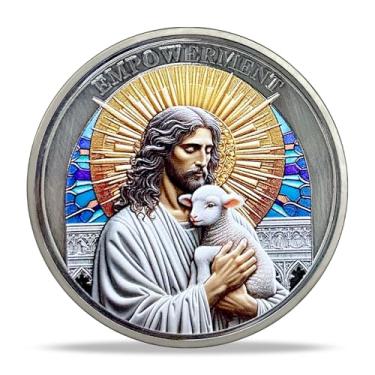 Imagem de RYUKENLM Moeda Jesus Christian Challenge - Empoderamento Religioso - Salmo 46:1 Moeda Versículo da Bíblia - Presente Cristão Inspirador para Homens e Mulheres