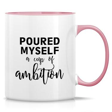Imagem de Retreez Caneca engraçada - Canecas de café de cerâmica Poured Myself a Cup of Ambition Entrepreneur 325 ml - Presentes de aniversário engraçados, sarcasmo, motivacionais, inspiradores - Caneca branca