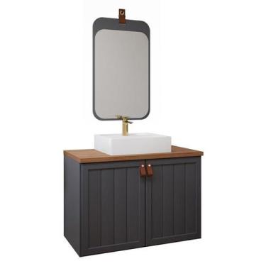 Imagem de Gabinete de Banheiro Alure 80 com espelho monet Titanium/Freijo - MGM