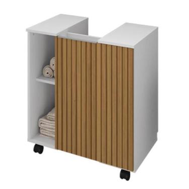 Imagem de Gabinete Gabinete para Banheiro Pequin Brando/Ripado - Bechara