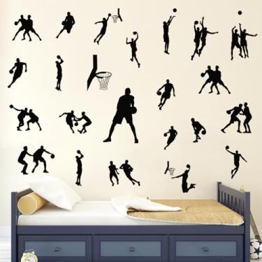 Imagem de WOYINIS Adesivos de parede de jogadores de basquete Jumpman decoração de parede faça você mesmo adesivos de parede esportivos removíveis para quarto de crianças, meninos, adolescentes, sala de jogos,