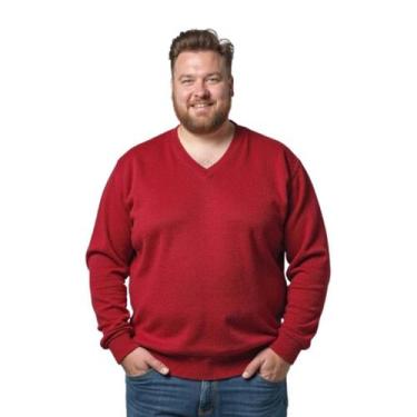 Imagem de Blusa Grossa Masculino Plus Em Tricot Frio Casaco - KantyLan, Vermelho