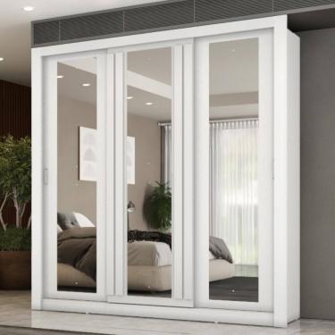 Imagem de Guarda Roupa Casal 3 Portas Doha Prime 2 Gavetas Carraro Ripado Branco