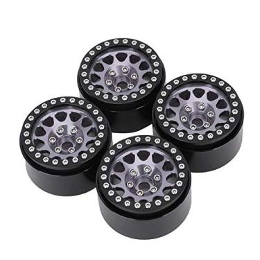 Imagem de Compra Maluca RC Crawler Part, Pneu RC RC Carro Acessório 1:10 RC Crawler Carro Metal Roda Hub RC Crawler Acessório para SCX10 90046 SCX10II 90047 (Preto e Prata)