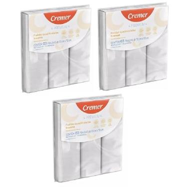 Imagem de 3 pacotes de Fralda de pano Quadriculada Premium total 9 Unidades 646504 Branca para bebê com 100% algodão Cremer