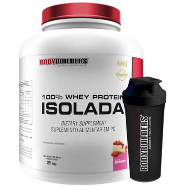 Imagem de Kit Whey Protein 100% Isolada 2kg + Coqueteleira - Bodybuilders (Médio, Morango)